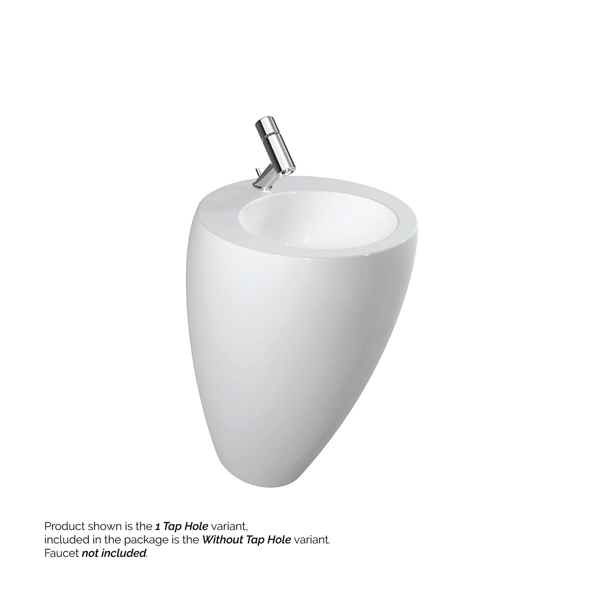 Laufen IlBagnoAlessi 21" x 33" Round White Floor-Mounted Bathroom Sink Without Faucet Hole