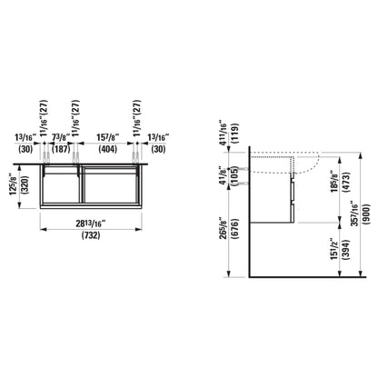 Laufen IlBagnoAlessi 29" 2-Drawer Walnut Vanity for IlBagnoAlessi Bathroom Sink Model: H814975