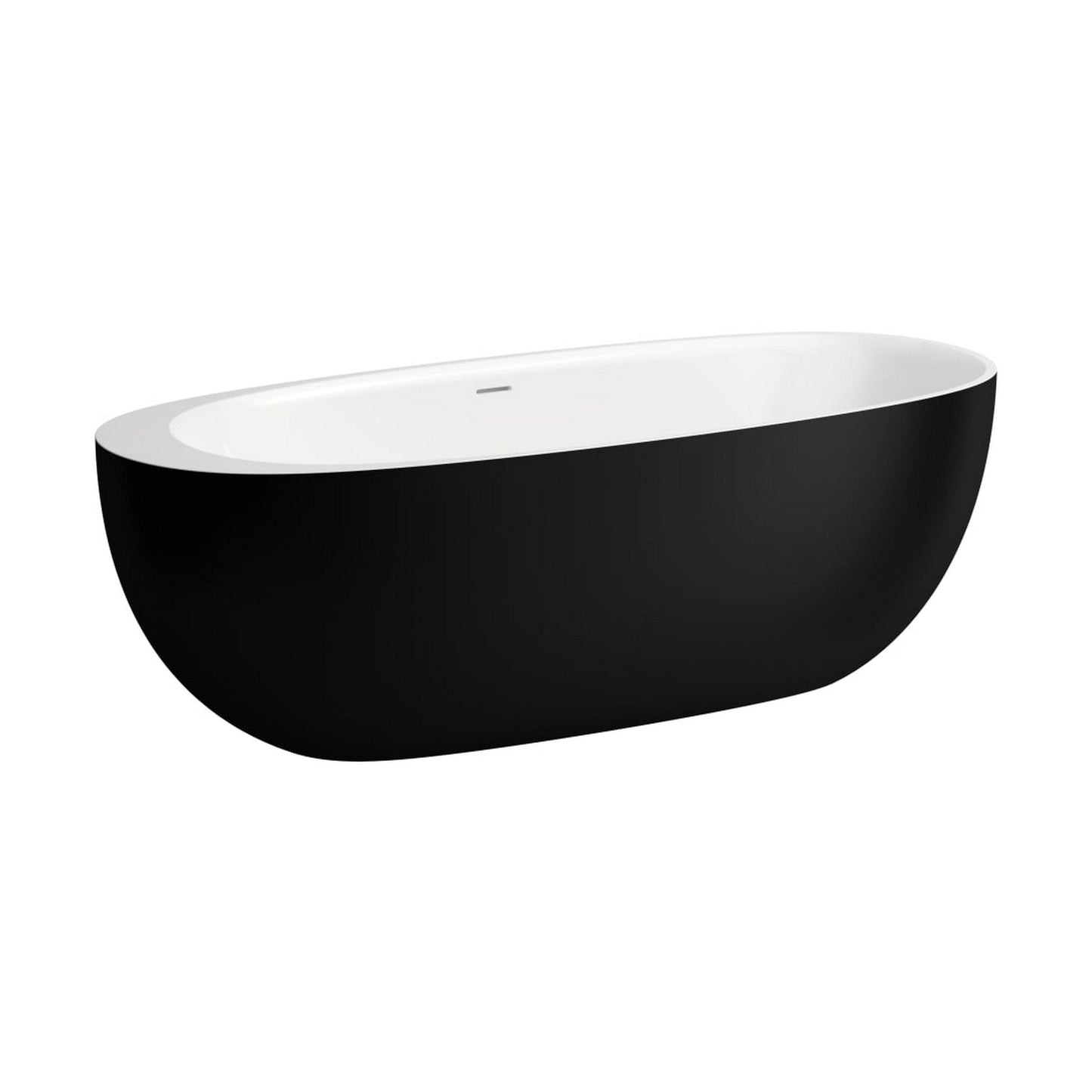 Laufen IlBagnoAlessi 32" x 73" Oval Matte Satin White Freestanding Bathtub With Matte Black Outer Finish