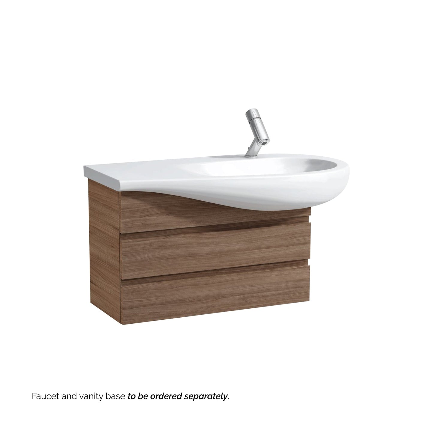 Laufen IlBagnoAlessi 35" x 20" White Wall-Mounted Shelf-Left Bathroom Sink With Faucet Hole