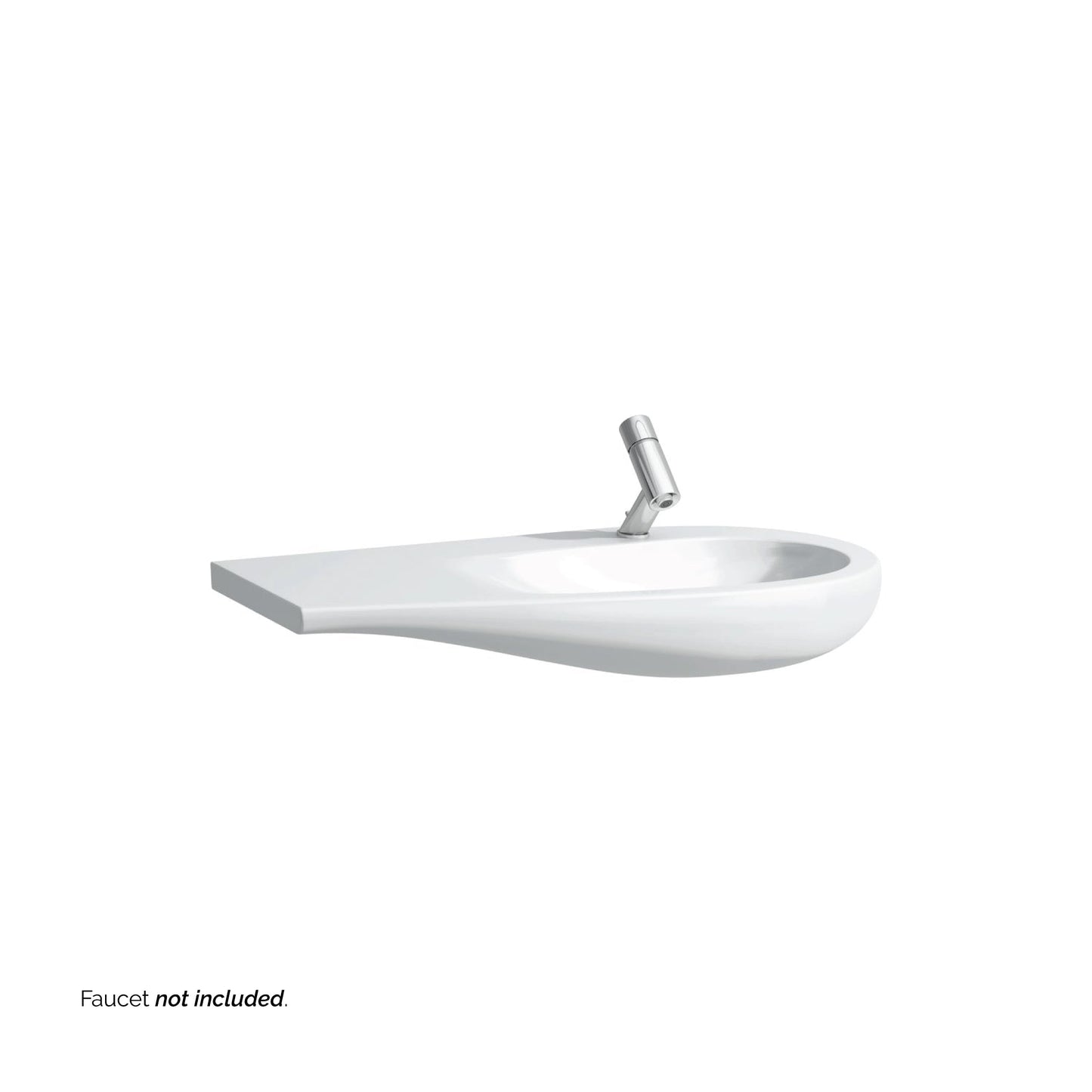 Laufen IlBagnoAlessi 35" x 20" White Wall-Mounted Shelf-Left Bathroom Sink With Faucet Hole