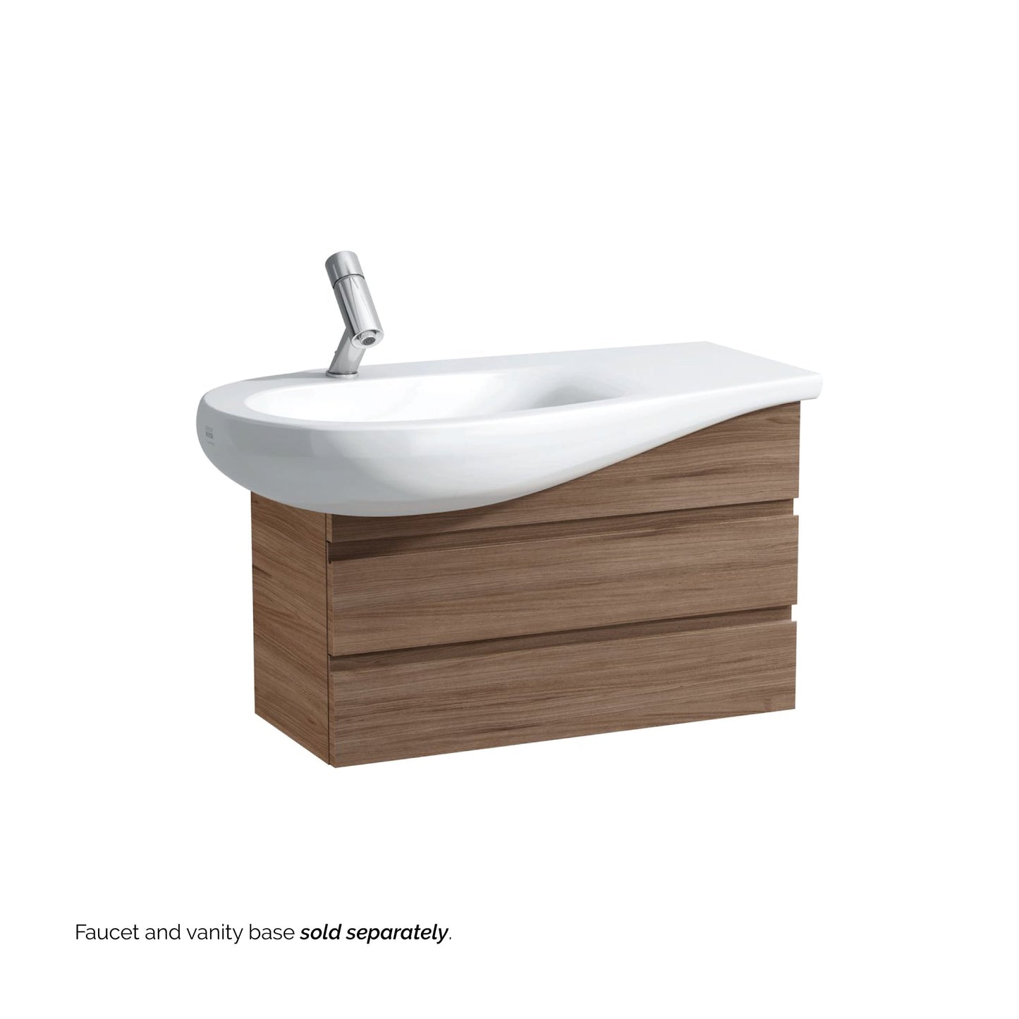 Laufen IlBagnoAlessi 35" x 20" White Wall-Mounted Shelf-Right Bathroom Sink With Faucet Hole