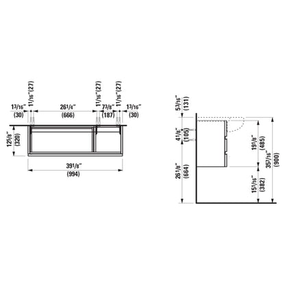 Laufen IlBagnoAlessi 39" 2-Drawer Glossy White Vanity for IlBagnoAlessi Bathroom Sink Model: H814974