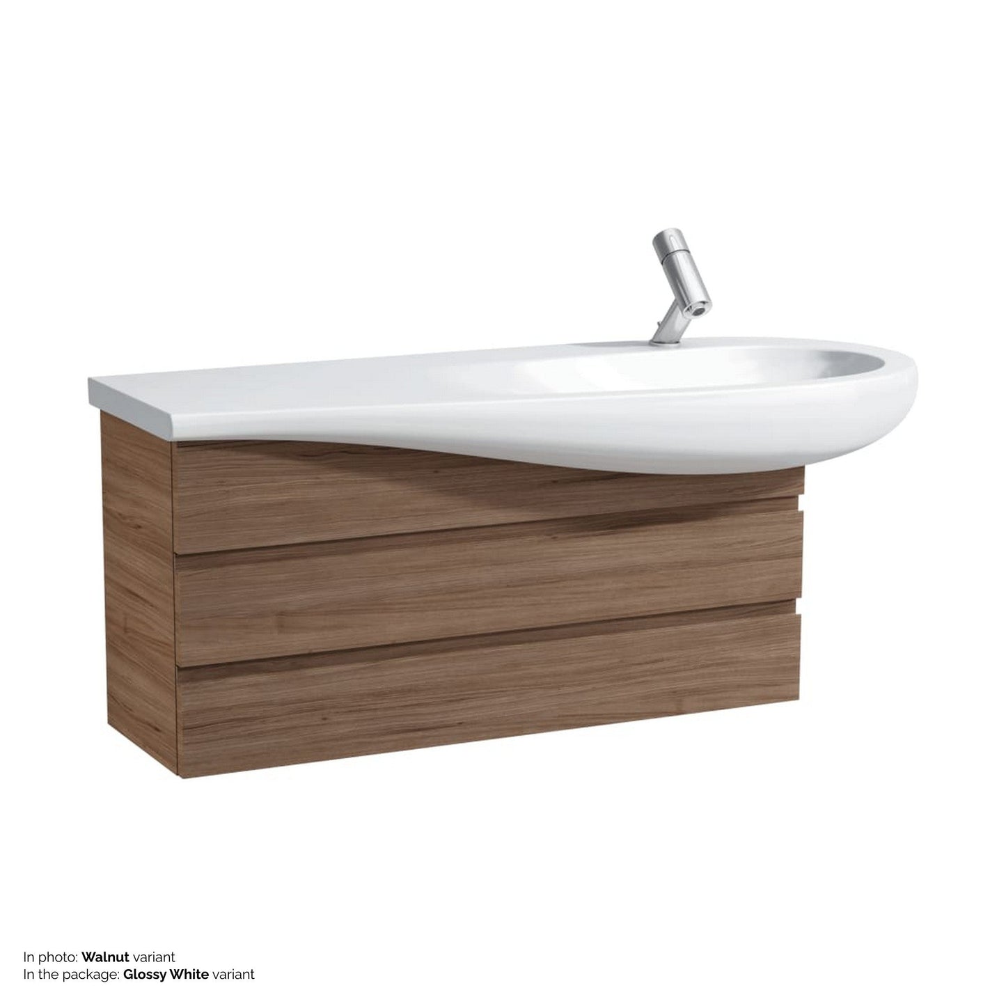 Laufen IlBagnoAlessi 39" 2-Drawer Glossy White Vanity for IlBagnoAlessi Bathroom Sink Model: H814974