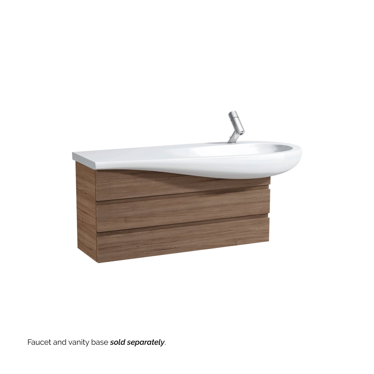 Laufen IlBagnoAlessi 47" x 20" White Wall-Mounted Shelf-Left Bathroom Sink With Faucet Hole