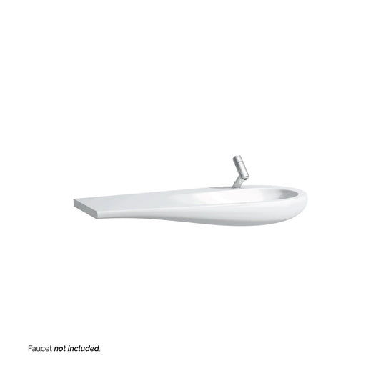 Laufen IlBagnoAlessi 47" x 20" White Wall-Mounted Shelf-Left Bathroom Sink With Faucet Hole