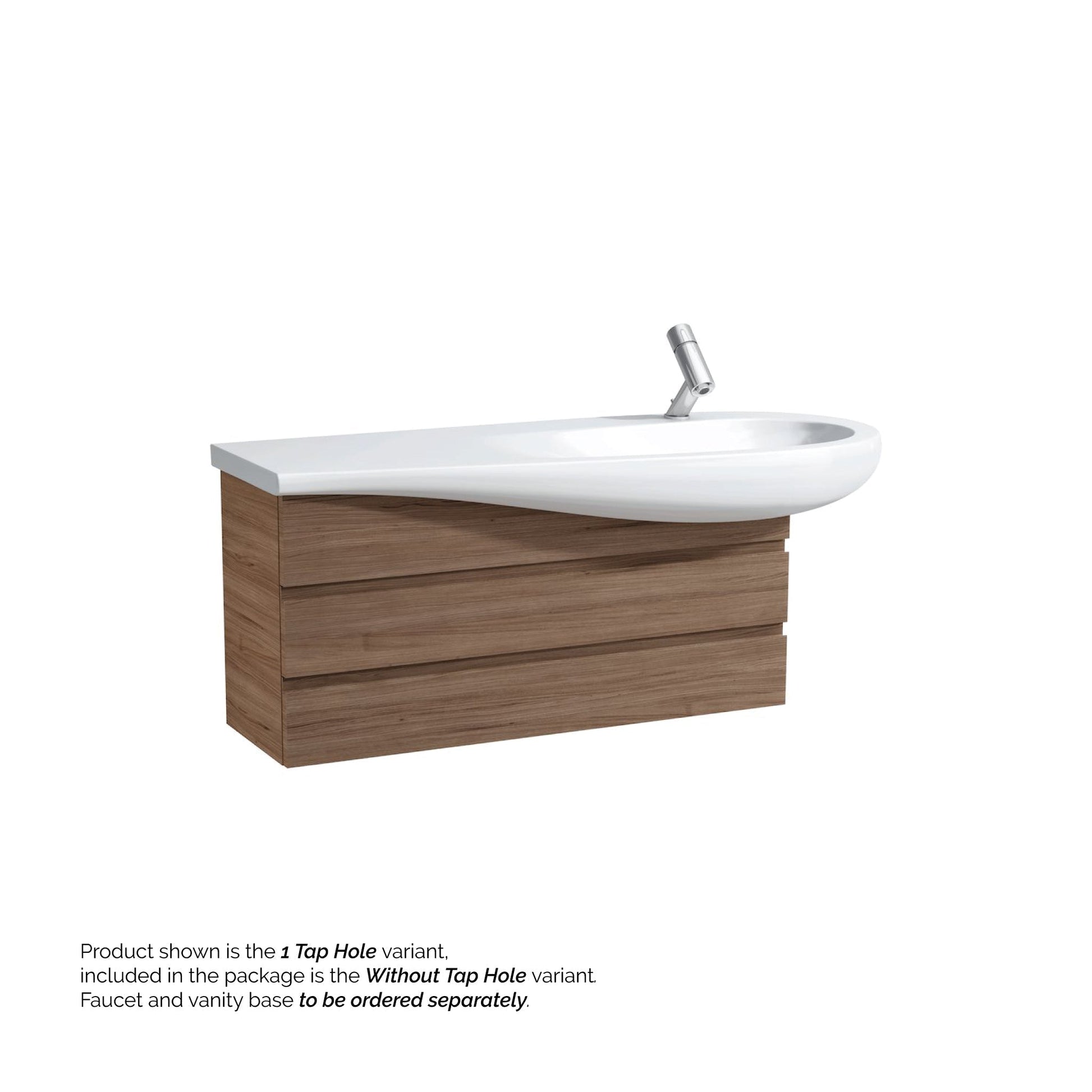 Laufen IlBagnoAlessi 47" x 20" White Wall-Mounted Shelf-Left Bathroom Sink Without Faucet Hole