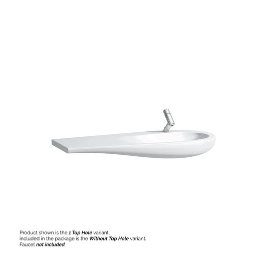 Laufen IlBagnoAlessi 47" x 20" White Wall-Mounted Shelf-Left Bathroom Sink Without Faucet Hole