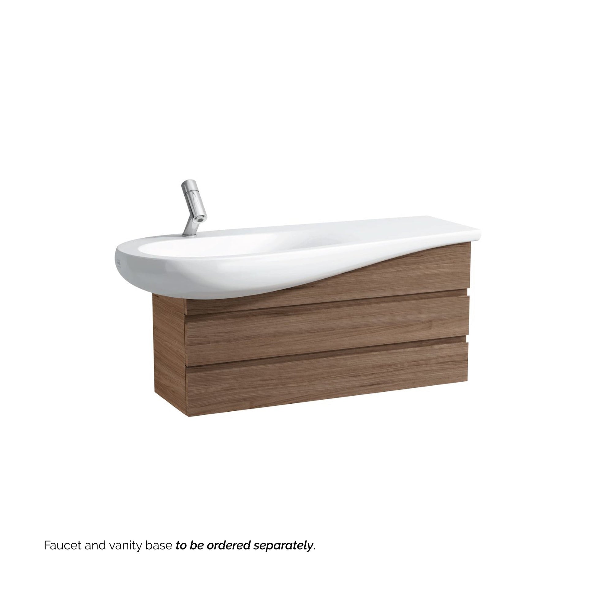 Laufen IlBagnoAlessi 47" x 20" White Wall-Mounted Shelf- Right Bathroom Sink With Faucet Hole