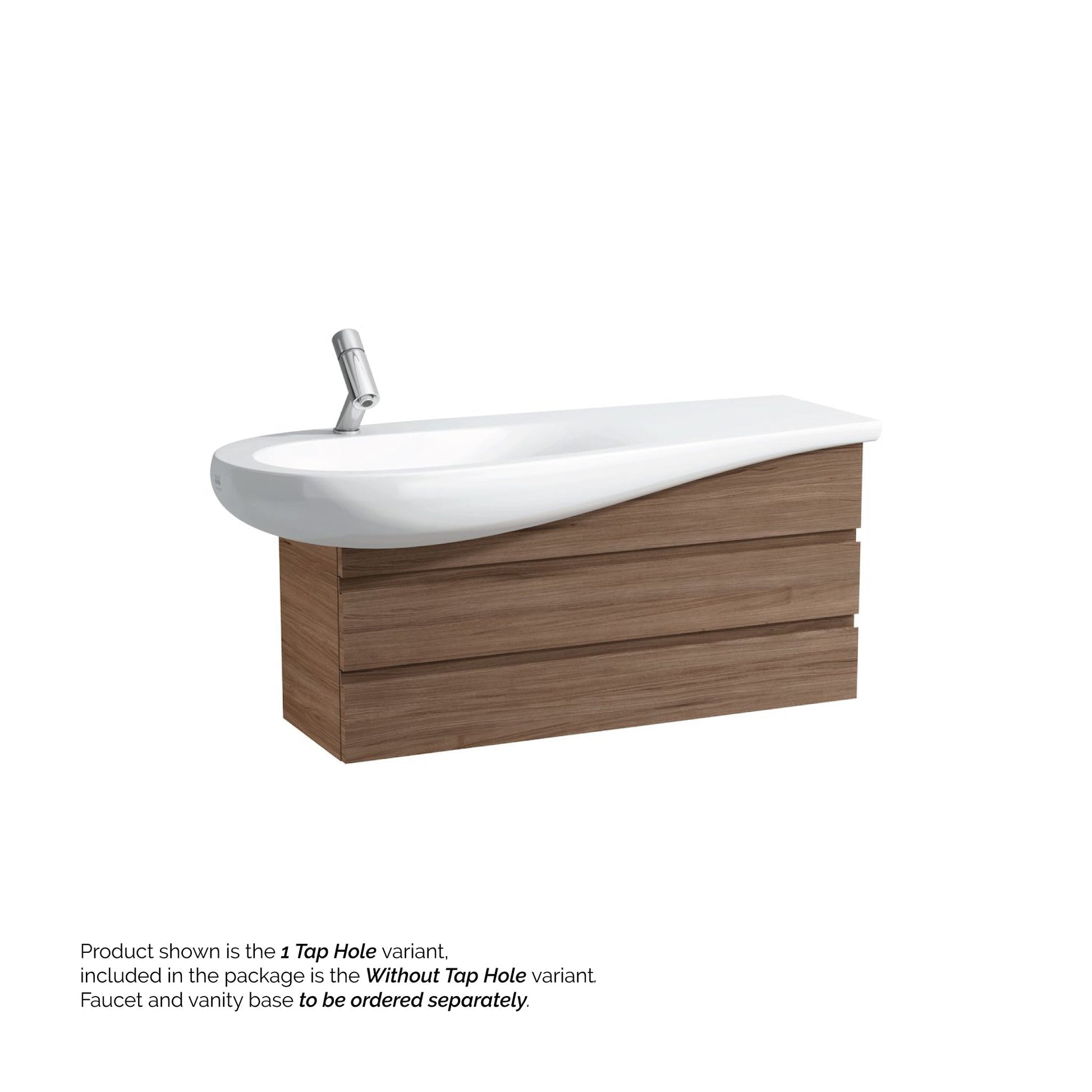 Laufen IlBagnoAlessi 47" x 20" White Wall-Mounted Shelf-Right Bathroom Sink Without Faucet Hole