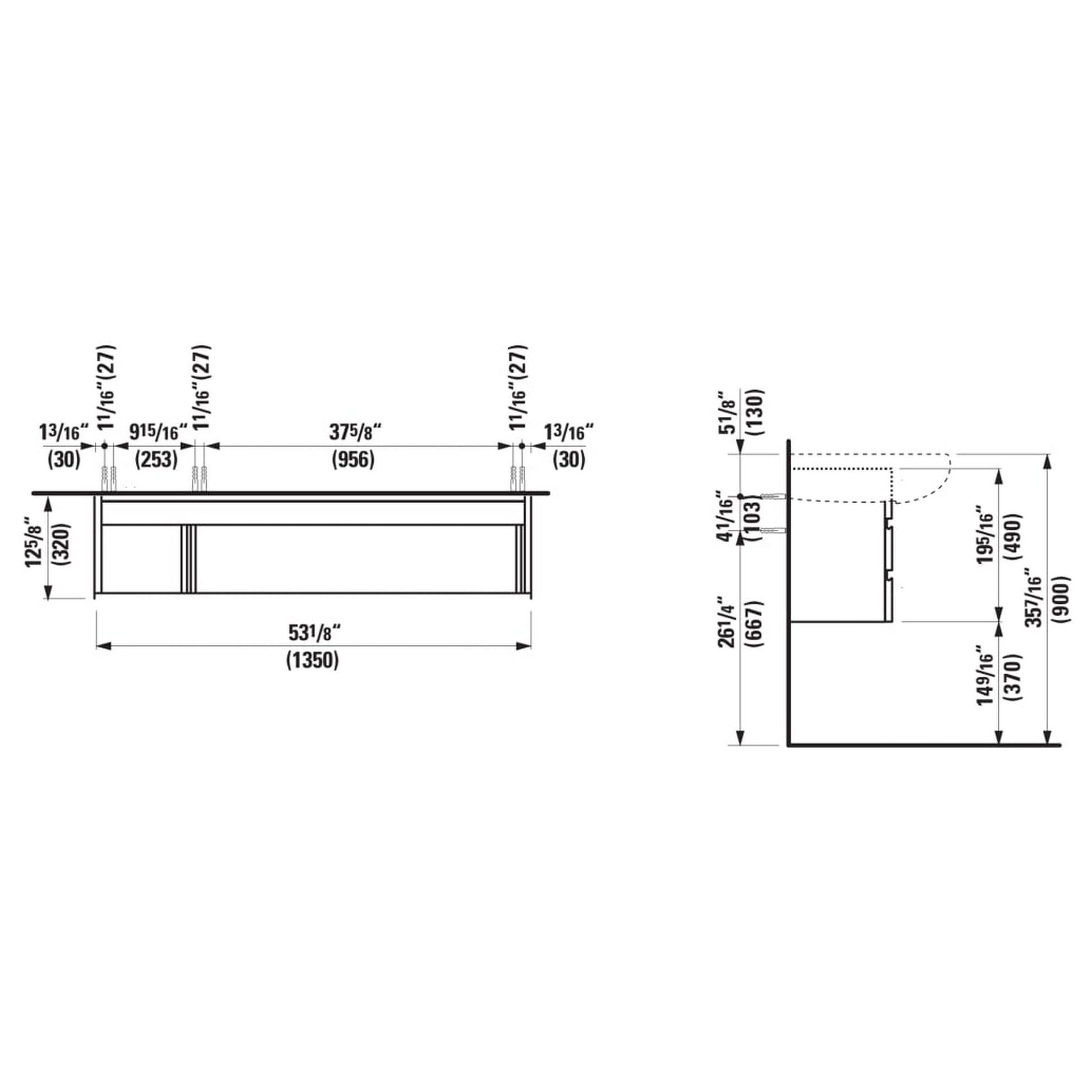 Laufen IlBagnoAlessi 53" 2-Drawer Walnut Vanity for IlBagnoAlessi Bathroom Sink Model: H814971