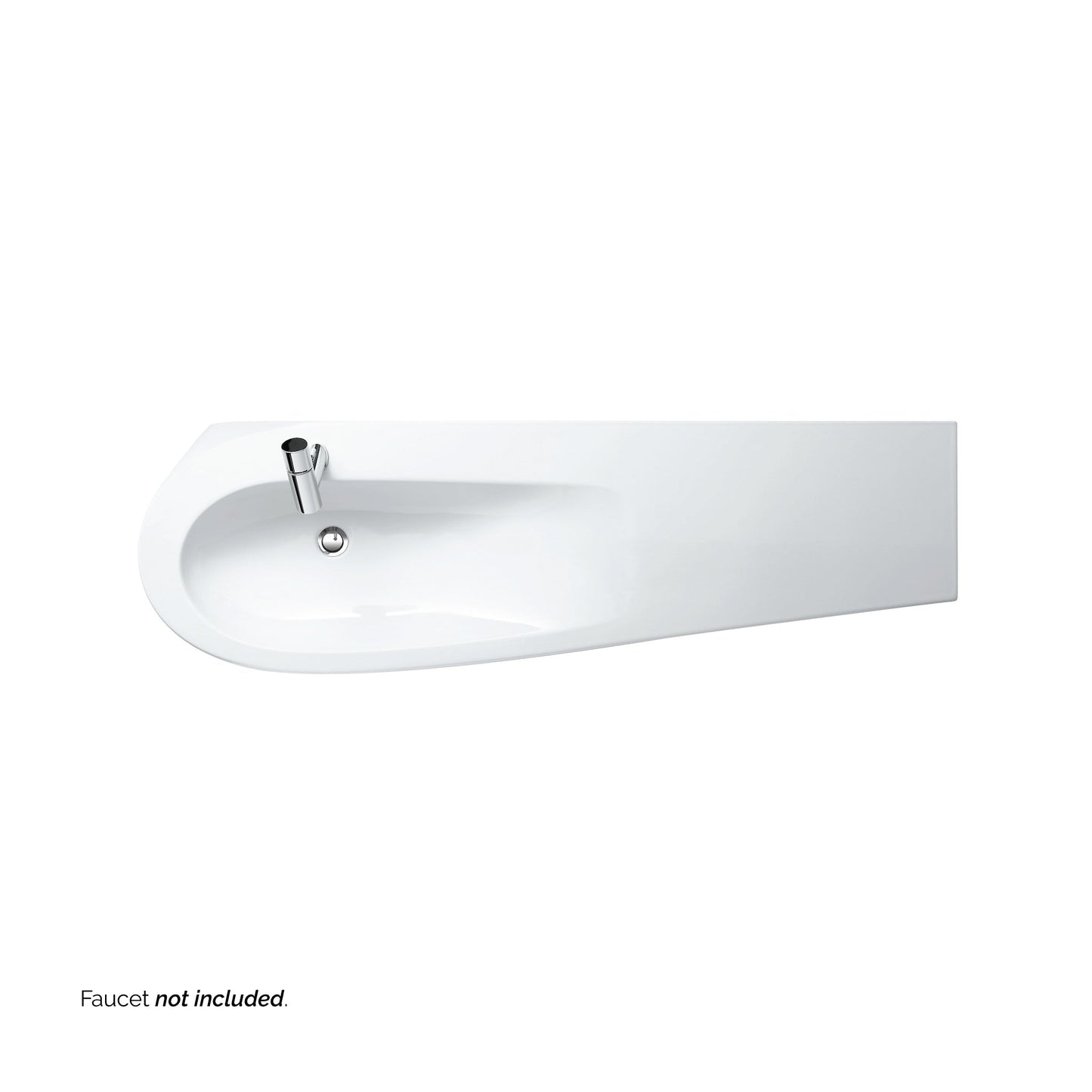 Laufen IlBagnoAlessi 62" x 20" White Wall-Mounted Shelf-Right Bathroom Sink With Faucet Hole