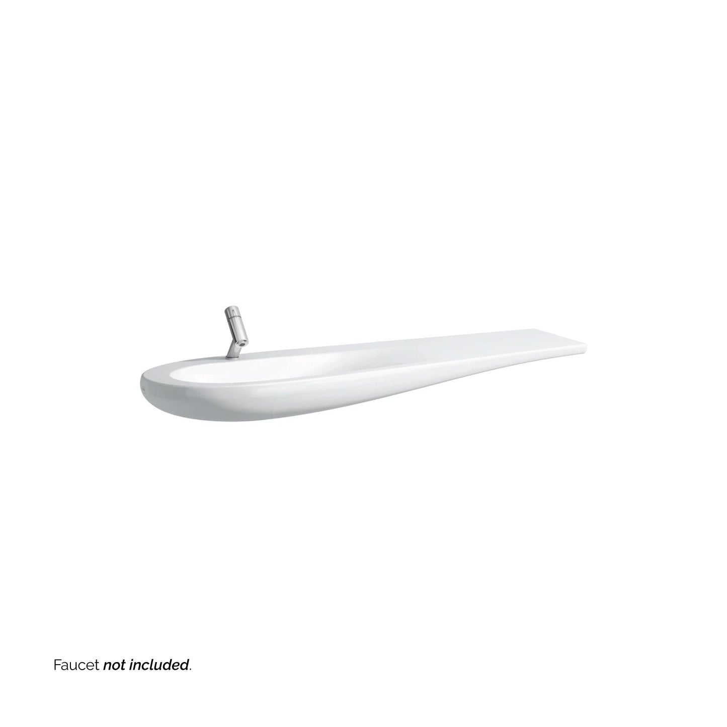 Laufen IlBagnoAlessi 62" x 20" White Wall-Mounted Shelf-Right Bathroom Sink With Faucet Hole