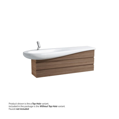 Laufen IlBagnoAlessi 62" x 20" White Wall-Mounted Shelf-Right Bathroom Sink Without Faucet Hole