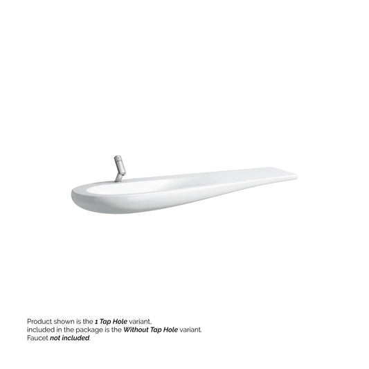 Laufen IlBagnoAlessi 62" x 20" White Wall-Mounted Shelf-Right Bathroom Sink Without Faucet Hole