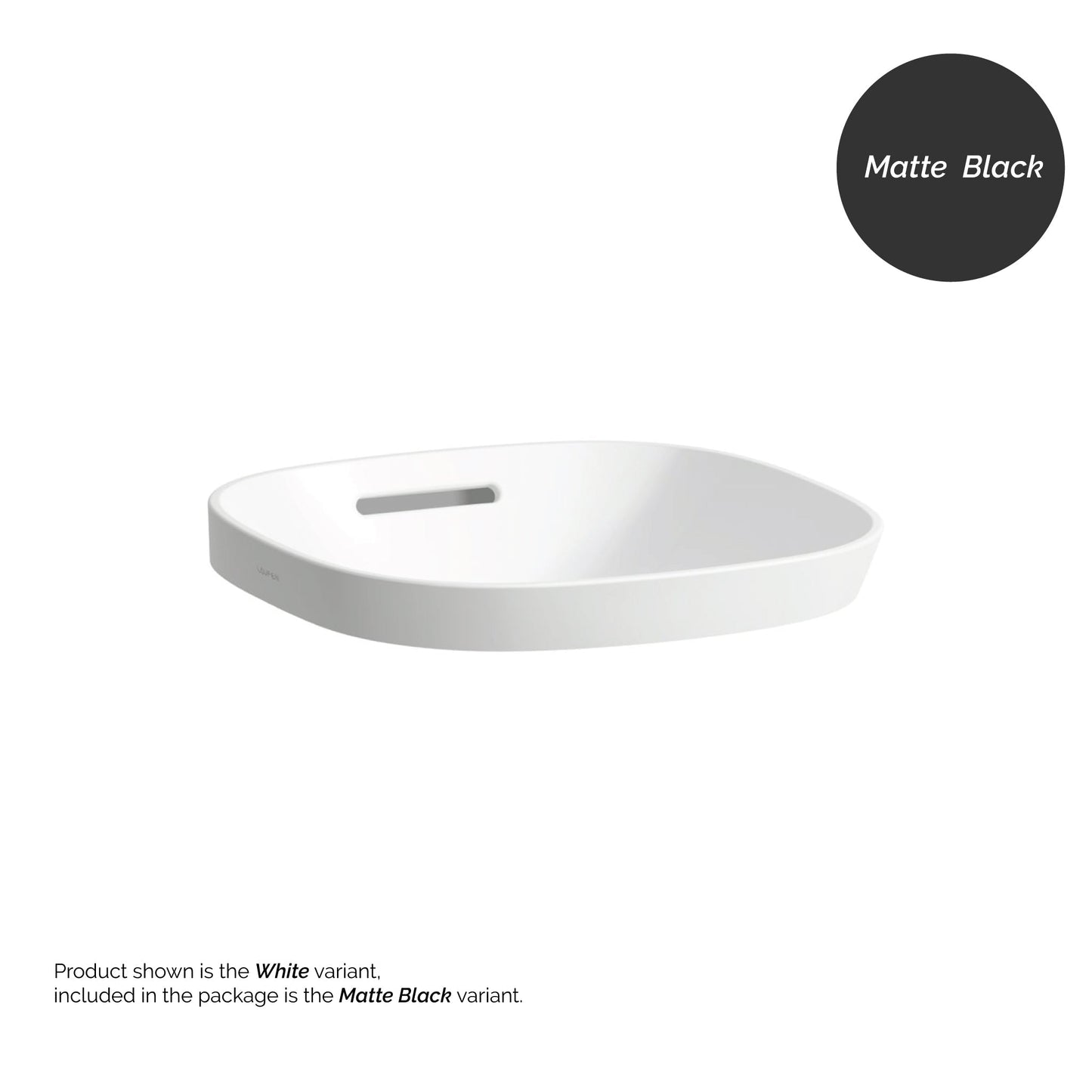 Laufen Ino 14" x 14" Square Matte Black Ceramic Drop-in Bathroom Sink With Overflow Slot