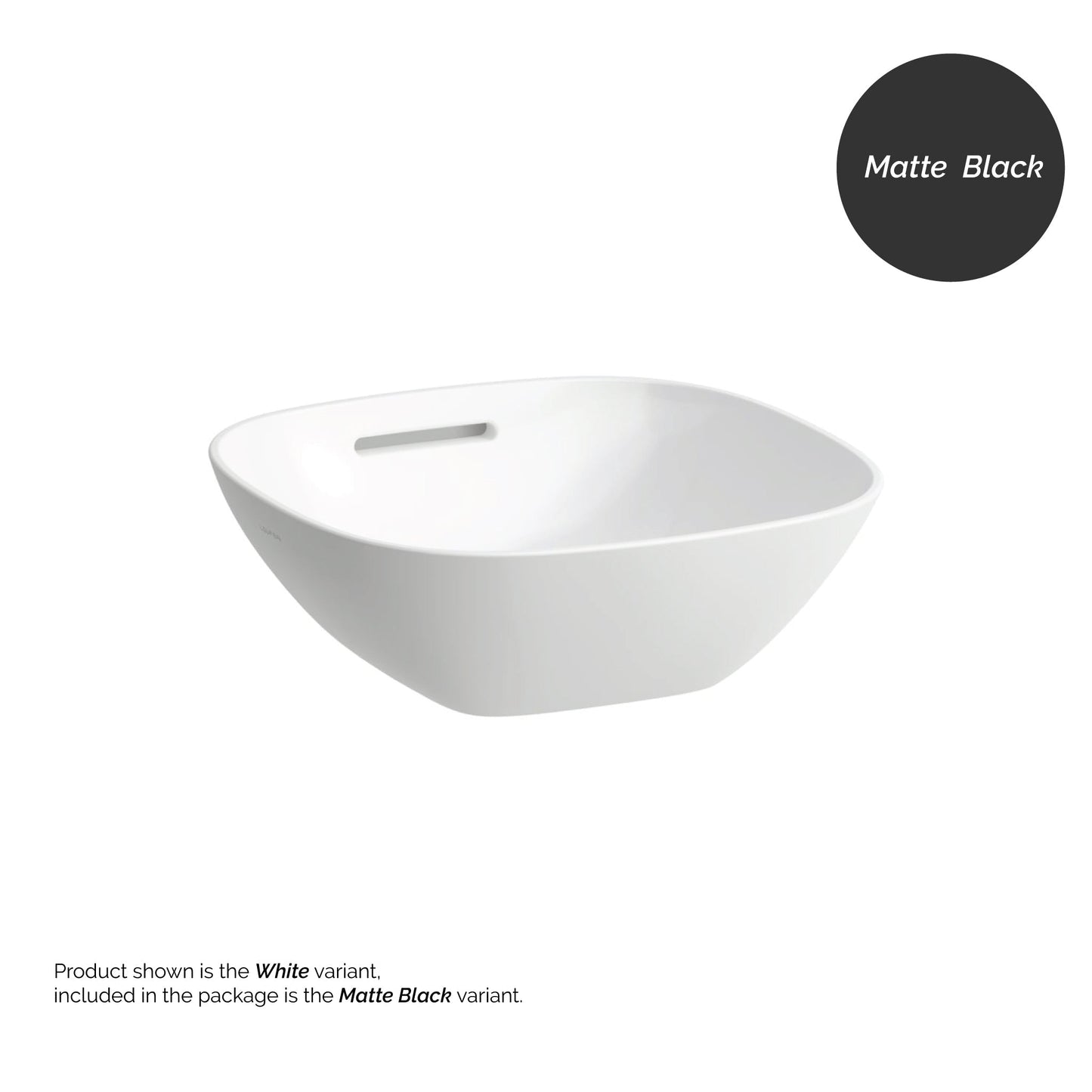 Laufen Ino 14" x 14" Square Matte Black Ceramic Vessel Bathroom Sink With Overflow Slot
