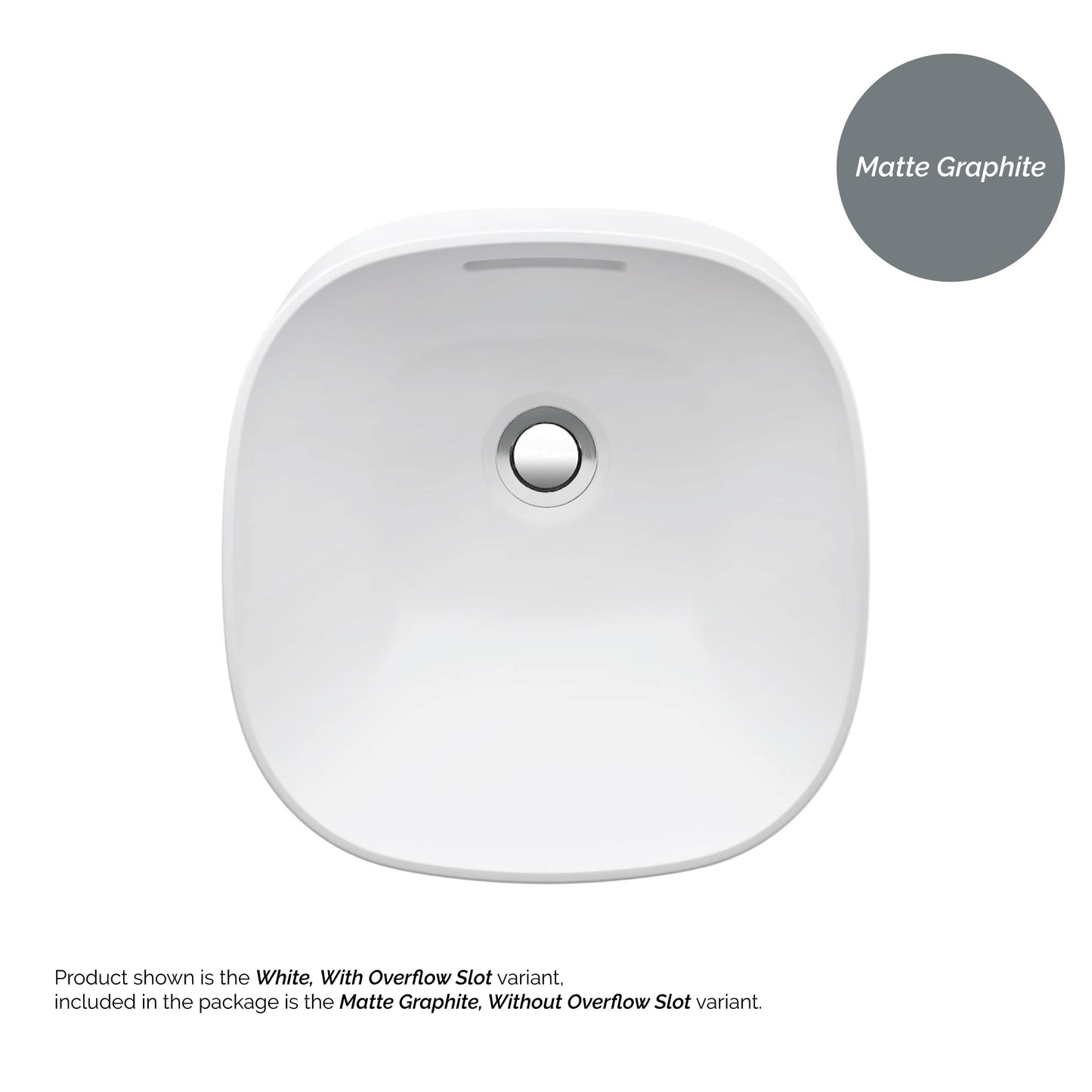 Laufen Ino 14" x 14" Square Matte Graphite Ceramic Drop-in Bathroom Sink Without Overflow Slot