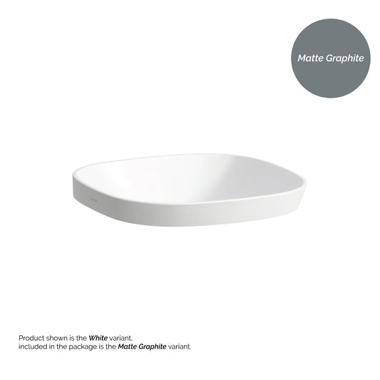 Laufen Ino 14" x 14" Square Matte Graphite Ceramic Drop-in Bathroom Sink Without Overflow Slot