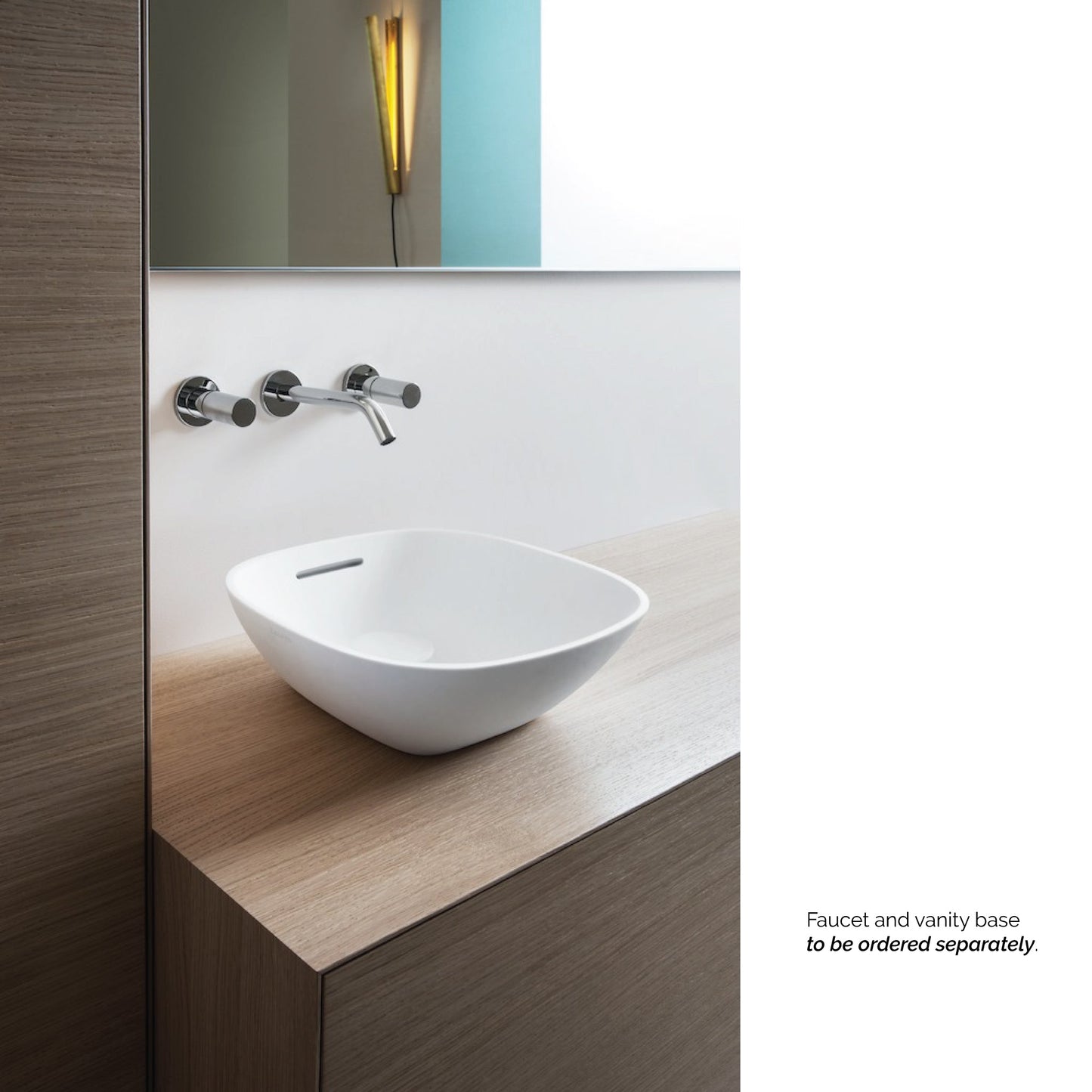 Laufen Ino 14" x 14" Square Matte White Ceramic Vessel Bathroom Sink With Overflow Slot