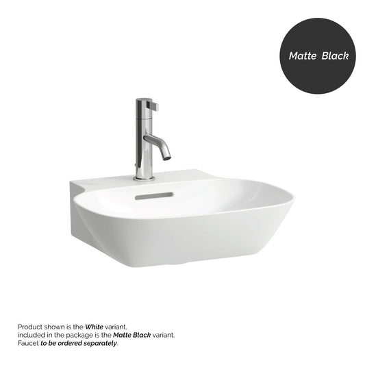 Laufen Ino 18" x 16" Rectangular Matte Black Wall-Mounted Bathroom Sink With Faucet Hole