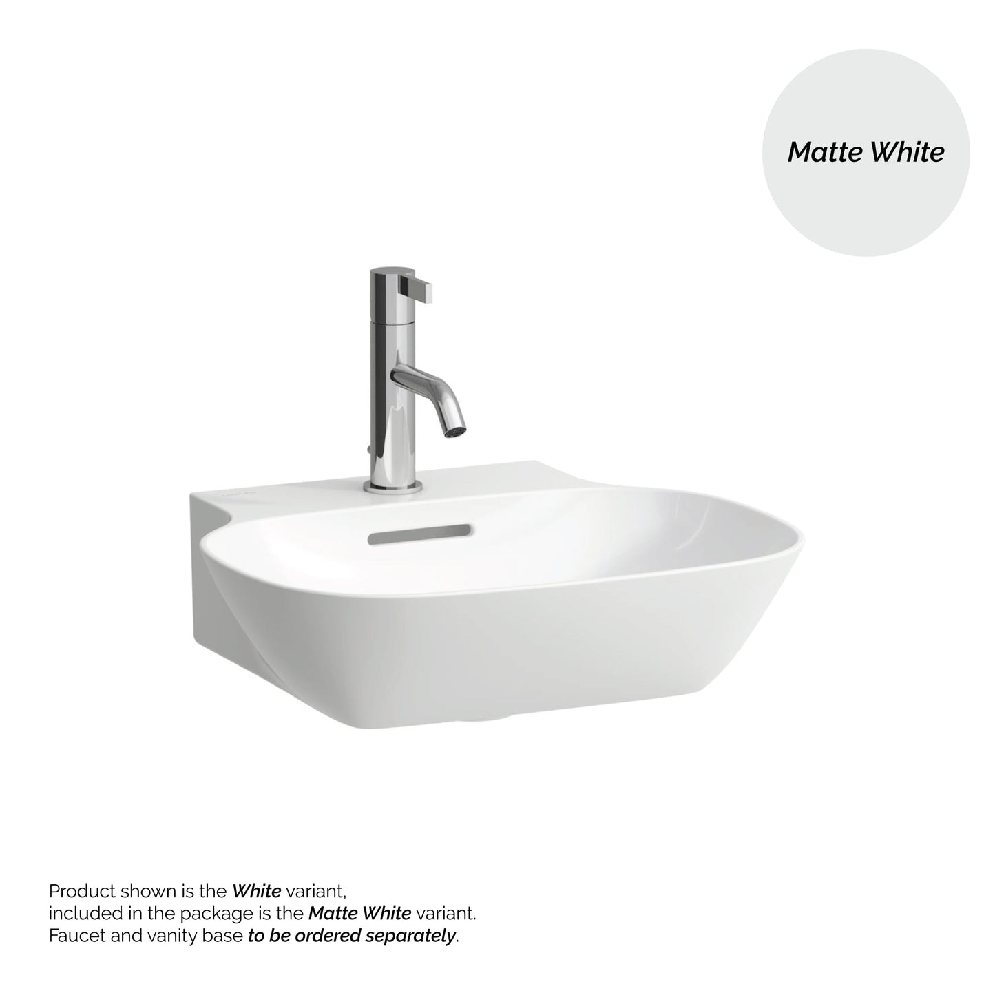 Laufen Ino 18" x 16" Rectangular Matte White Wall-Mounted Bathroom Sink With Faucet Hole