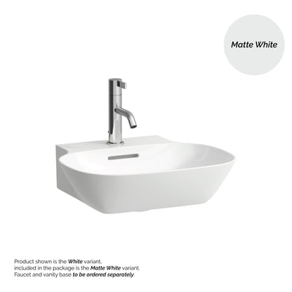 Laufen Ino 18" x 16" Rectangular Matte White Wall-Mounted Bathroom Sink With Faucet Hole