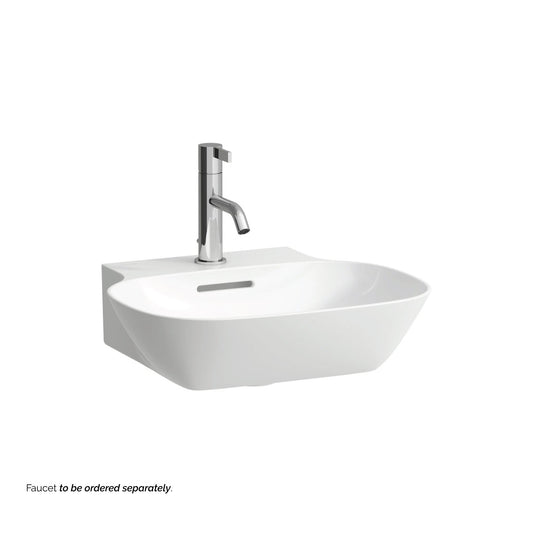 Laufen Ino 18" x 16" Rectangular White Wall-Mounted Bathroom Sink With Faucet Hole