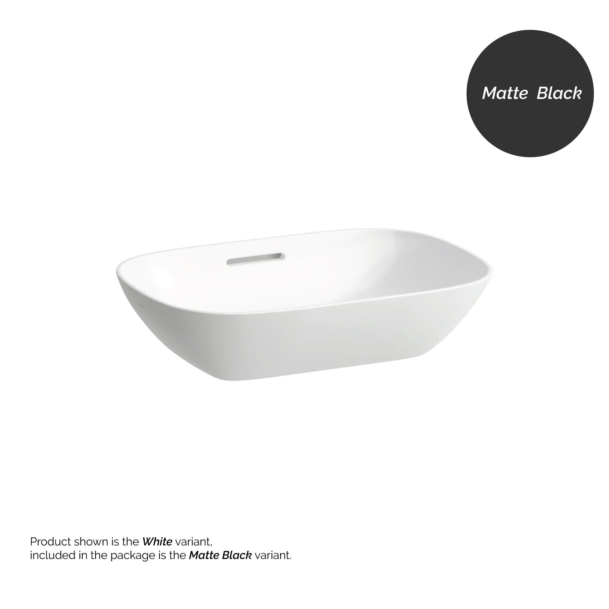 Laufen Ino 20" x 14" Rectangular Matte Black Ceramic Vessel Bathroom Sink With Overflow Slot