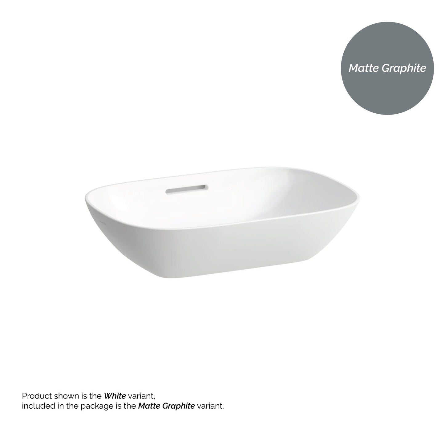 Laufen Ino 20" x 14" Rectangular Matte Graphite Ceramic Vessel Bathroom Sink With Overflow Slot