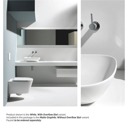 Laufen Ino 20" x 14" Rectangular Matte Graphite Ceramic Vessel Bathroom Sink Without Overflow Slot