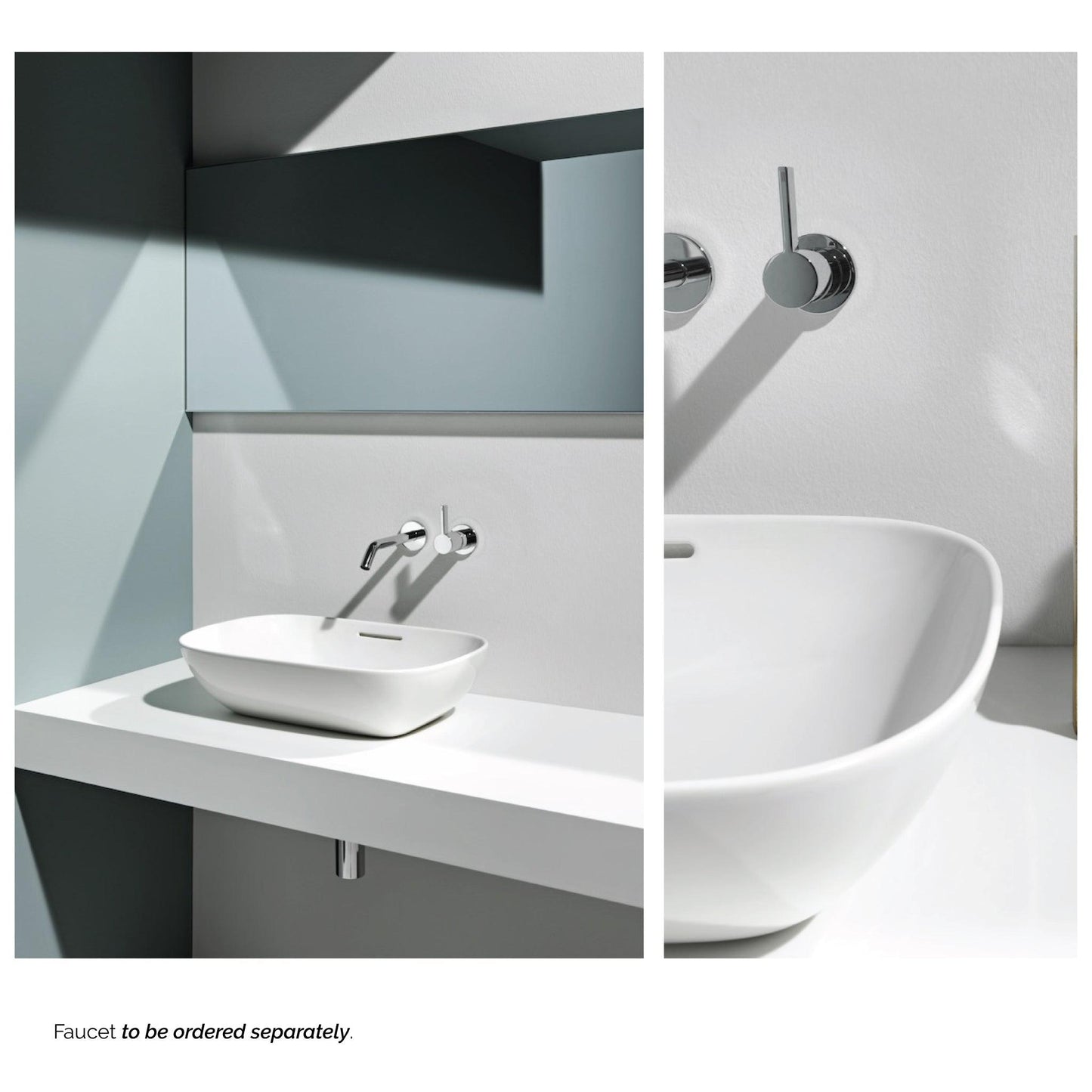 Laufen Ino 20" x 14" Rectangular Matte White Ceramic Vessel Bathroom Sink With Overflow Slot