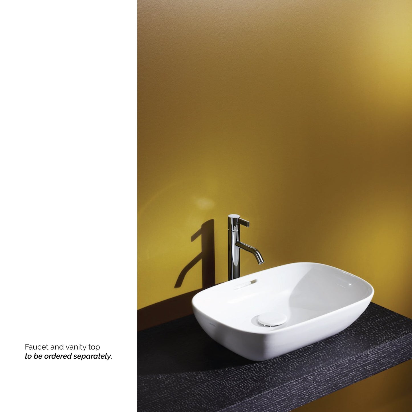 Laufen Ino 20" x 14" Rectangular White Ceramic Vessel Bathroom Sink With Overflow Slot