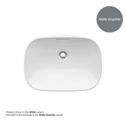 Laufen Ino 20" x 15" Rectangular Matte Graphite Ceramic Drop-in Bathroom Sink With Overflow Slot