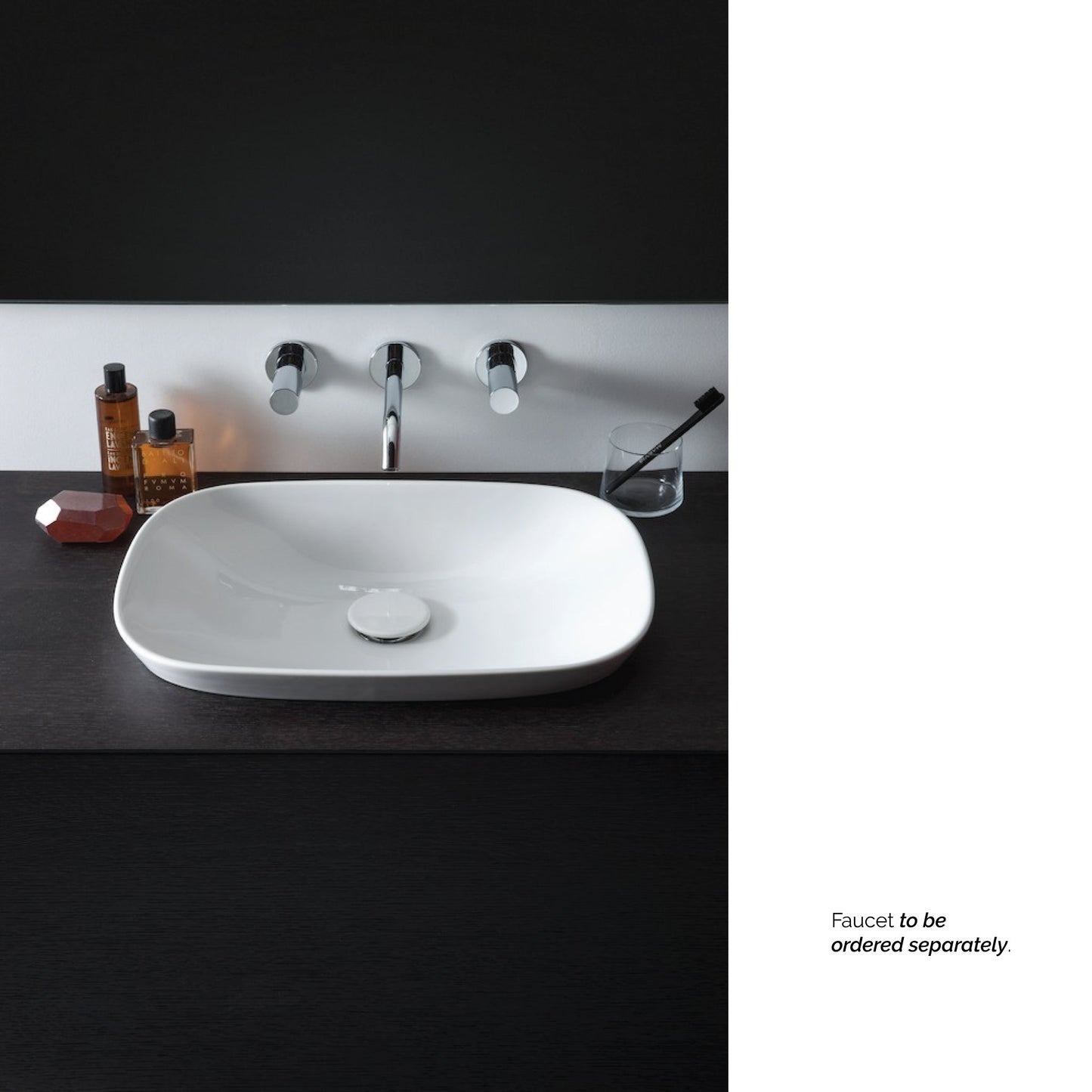 Laufen Ino 20" x 15" Rectangular White Ceramic Drop-in Bathroom Sink Without Overflow Slot