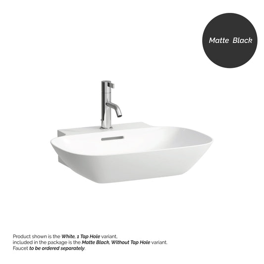 Laufen Ino 22" x 18" Rectangular Matte Black Wall-Mounted Bathroom Sink Without Faucet Hole