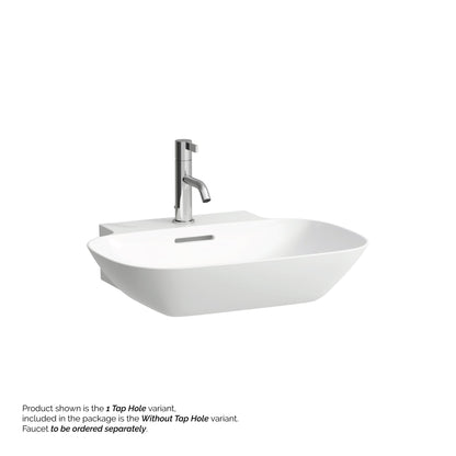 Laufen Ino 22" x 18" Rectangular Matte White Wall-Mounted Bathroom Sink Without Faucet Hole
