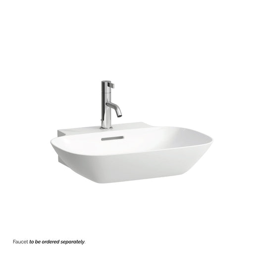 Laufen Ino 22" x 18" Rectangular White Wall-Mounted Bathroom Sink With Faucet Hole