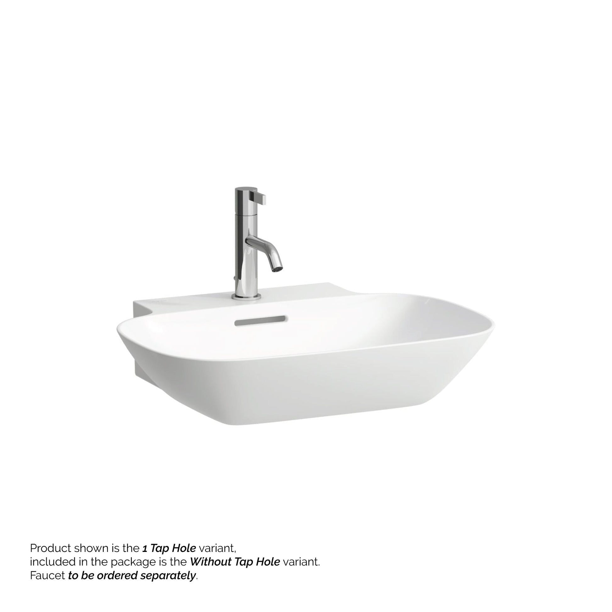 Laufen Ino 22" x 18" Rectangular White Wall-Mounted Bathroom Sink Without Faucet Hole