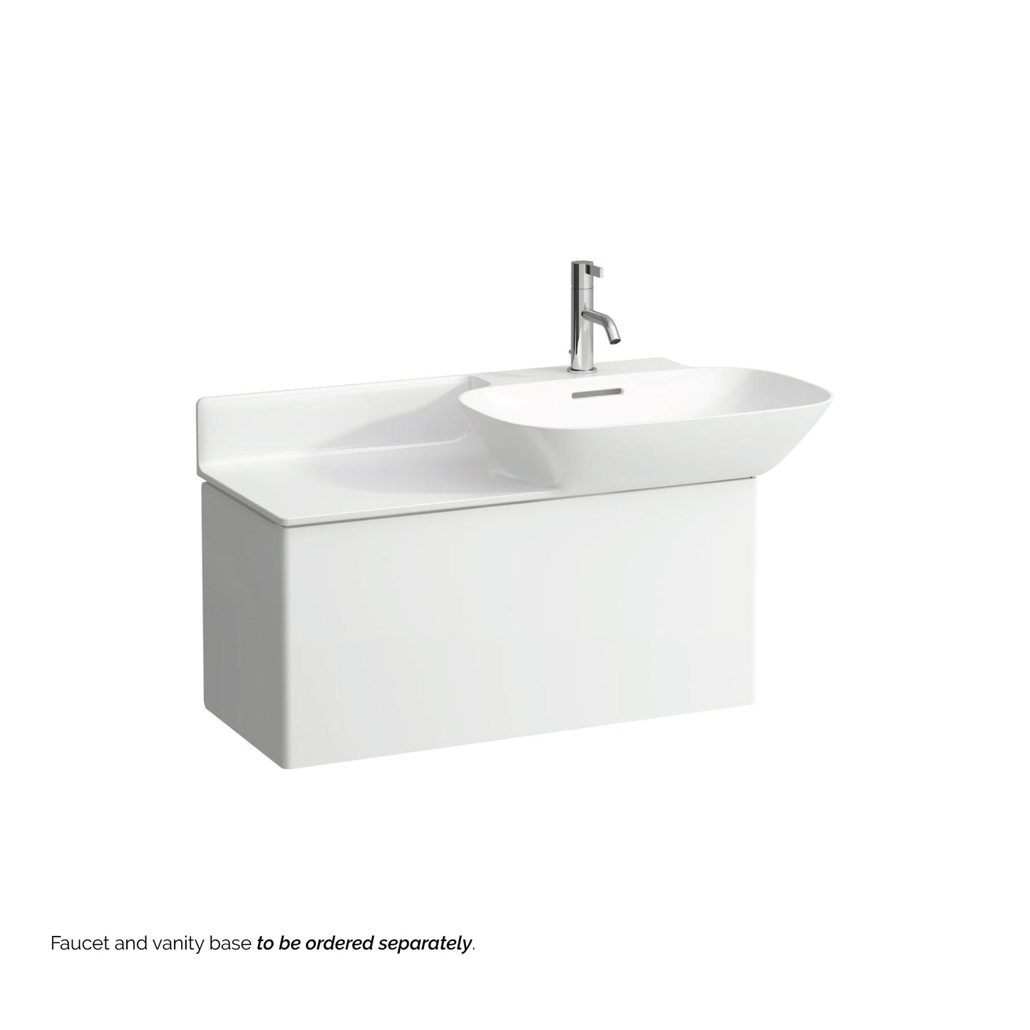 Laufen Ino 35" x 18" Matte White Wall-Mounted Shelf-Left Bathroom Sink With Faucet Hole