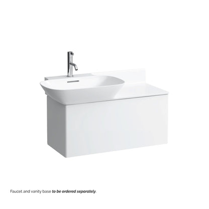 Laufen Ino 35" x 18" Matte White Wall-Mounted Shelf-Right Bathroom Sink With Faucet Hole