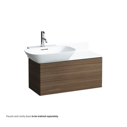 Laufen Ino 35" x 18" Matte White Wall-Mounted Shelf-Right Bathroom Sink With Faucet Hole