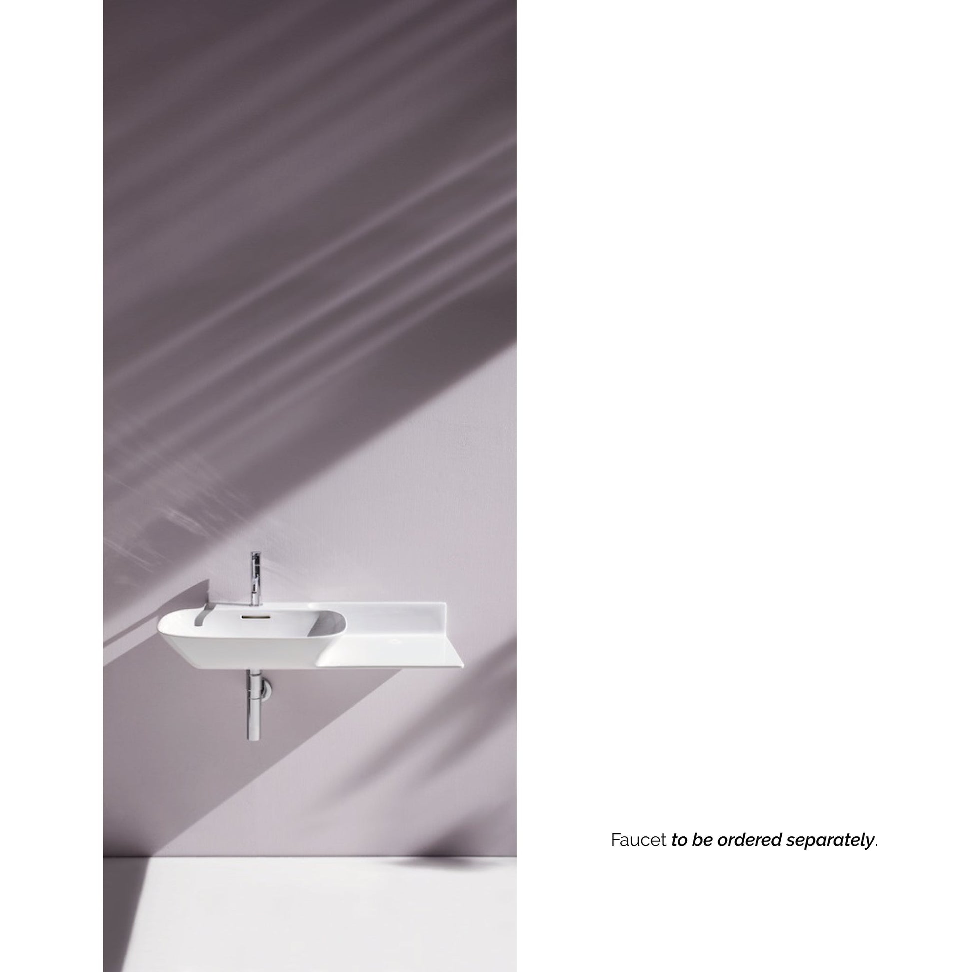 Laufen Ino 35" x 18" Matte White Wall-Mounted Shelf-Right Bathroom Sink With Faucet Hole