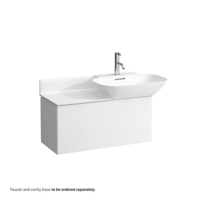 Laufen Ino 35" x 18" White Wall-Mounted Shelf-Left Bathroom Sink With Faucet Hole