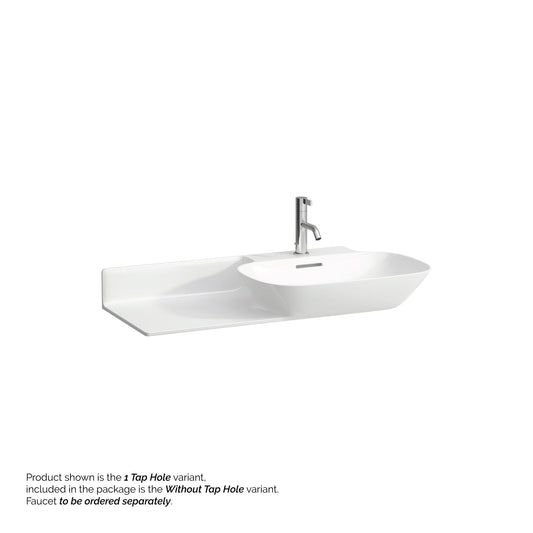 Laufen Ino 35" x 18" White Wall-Mounted Shelf-Left Bathroom Sink Without Faucet Hole