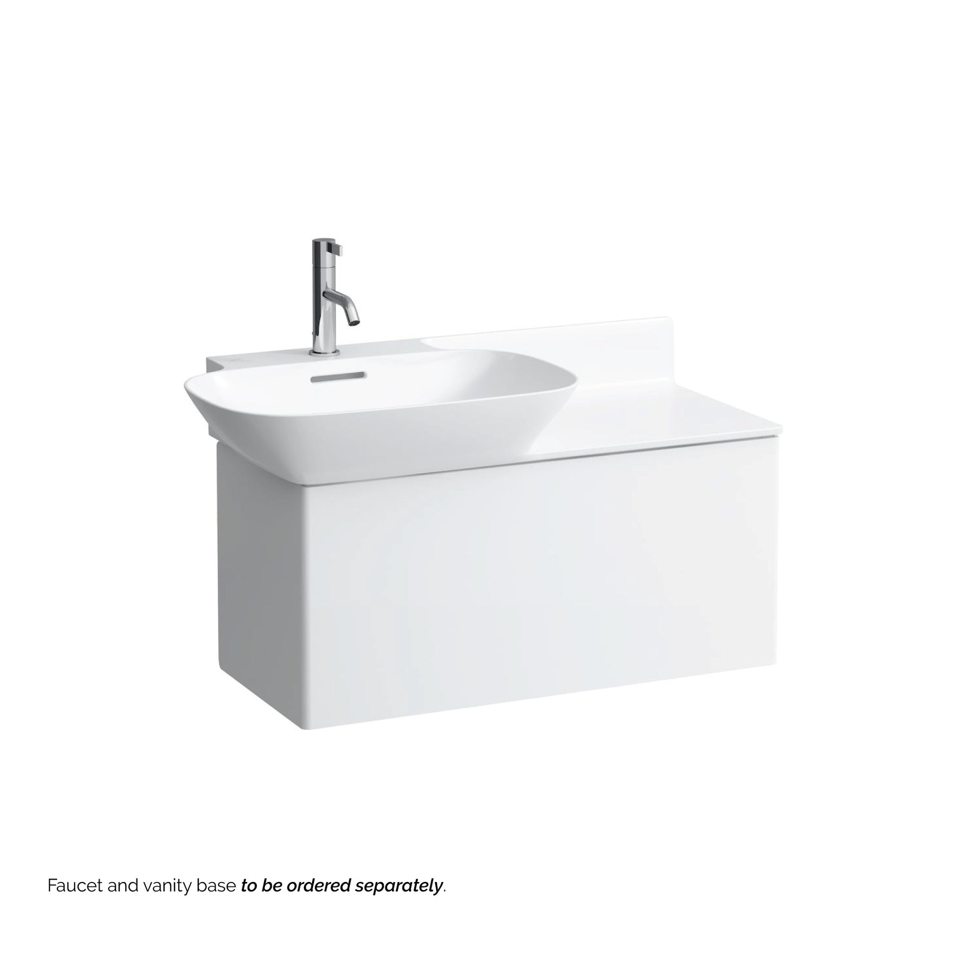 Laufen Ino 35" x 18" White Wall-Mounted Shelf-Right Bathroom Sink With Faucet Hole