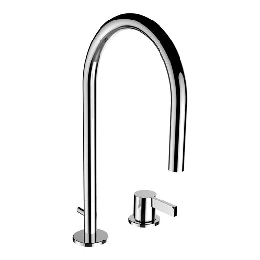 Laufen Kartell 12" 2-Hole Chrome Swivel-Spout Bathroom Sink Faucet With Pop-up Waste