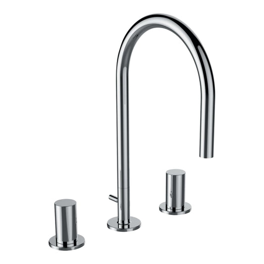 Laufen Kartell 12" 3-Hole Chrome Swivel-Spout Bathroom Sink Faucet With Pop-up Waste