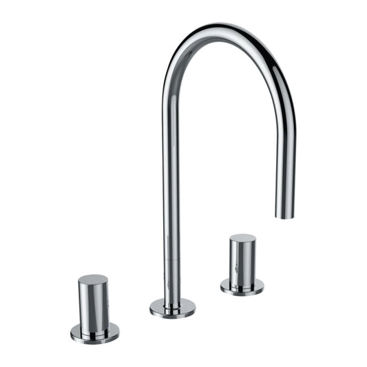 Laufen Kartell 12" 3-Hole Chrome Swivel-Spout Bathroom Sink Faucet