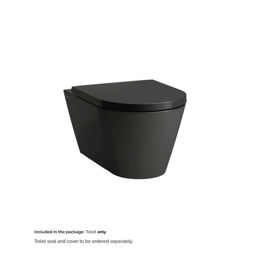 Laufen Kartell 15" x 14" Glossy Black Dual-Flush Washdown Rimless Wall-Mounted Toilet